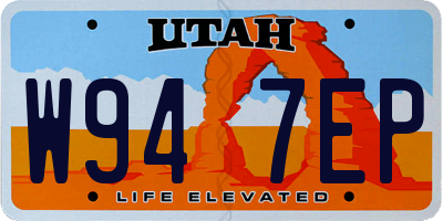 UT license plate W947EP