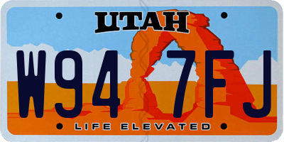 UT license plate W947FJ