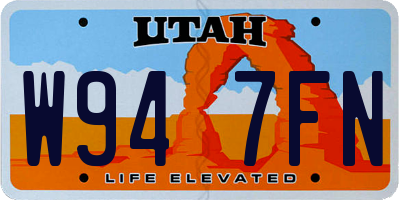 UT license plate W947FN