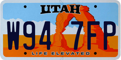 UT license plate W947FP