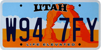 UT license plate W947FY