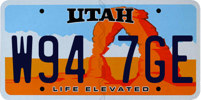 UT license plate W947GE