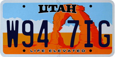 UT license plate W947IG