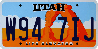 UT license plate W947IJ