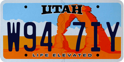 UT license plate W947IY