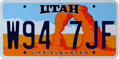 UT license plate W947JF