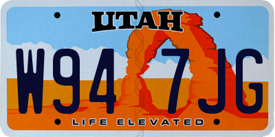 UT license plate W947JG