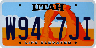 UT license plate W947JI
