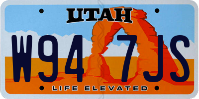 UT license plate W947JS
