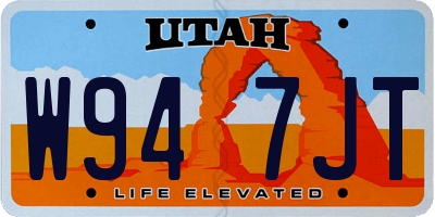UT license plate W947JT
