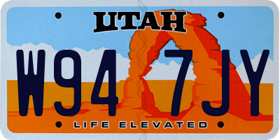 UT license plate W947JY