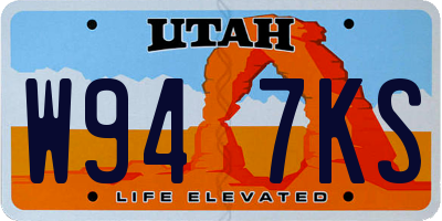 UT license plate W947KS