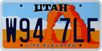 UT license plate W947LF