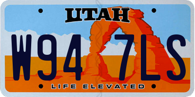 UT license plate W947LS