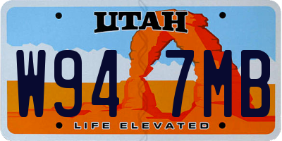 UT license plate W947MB