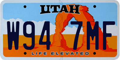 UT license plate W947MF