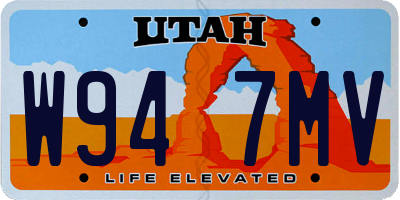 UT license plate W947MV