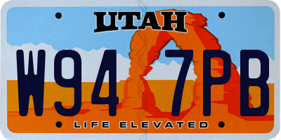 UT license plate W947PB