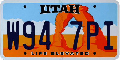UT license plate W947PI