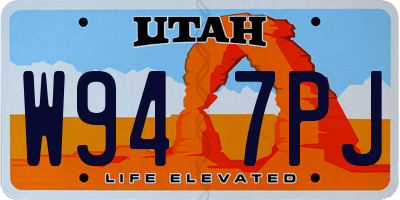 UT license plate W947PJ