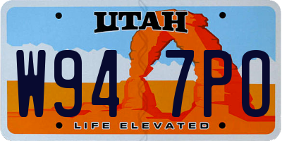 UT license plate W947PO