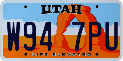 UT license plate W947PU
