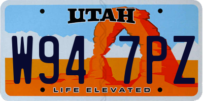 UT license plate W947PZ