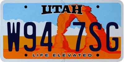 UT license plate W947SG