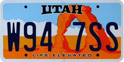 UT license plate W947SS