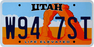 UT license plate W947ST