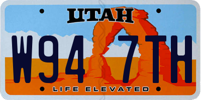 UT license plate W947TH