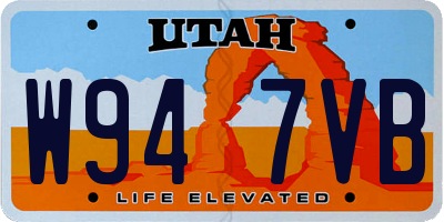 UT license plate W947VB