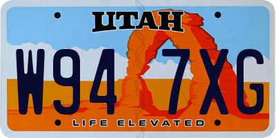 UT license plate W947XG