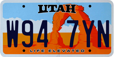 UT license plate W947YN