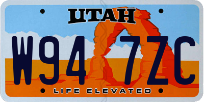 UT license plate W947ZC