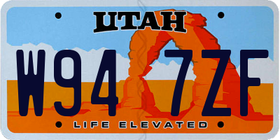 UT license plate W947ZF