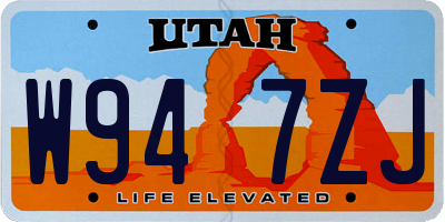 UT license plate W947ZJ
