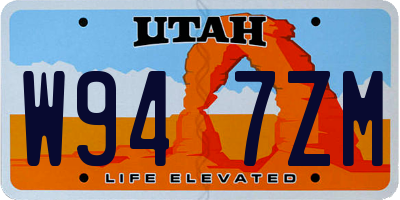 UT license plate W947ZM