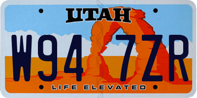 UT license plate W947ZR