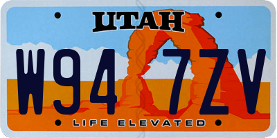 UT license plate W947ZV