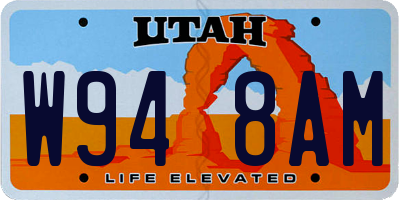 UT license plate W948AM