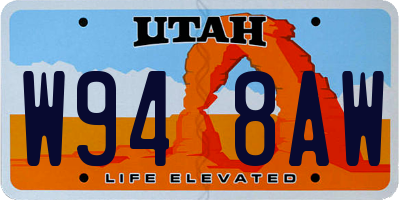 UT license plate W948AW