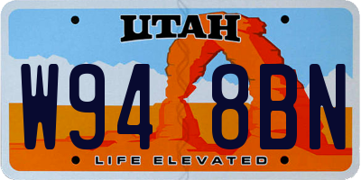 UT license plate W948BN