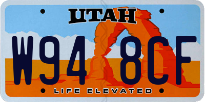 UT license plate W948CF