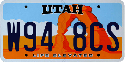 UT license plate W948CS