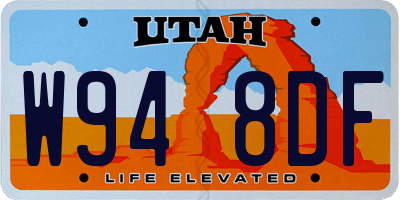 UT license plate W948DF