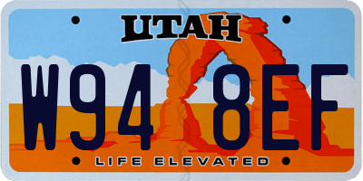 UT license plate W948EF