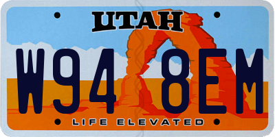 UT license plate W948EM