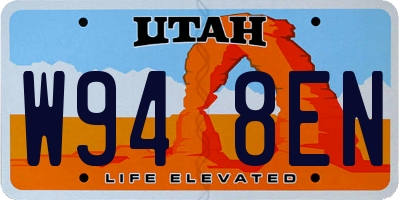 UT license plate W948EN