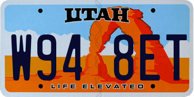 UT license plate W948ET